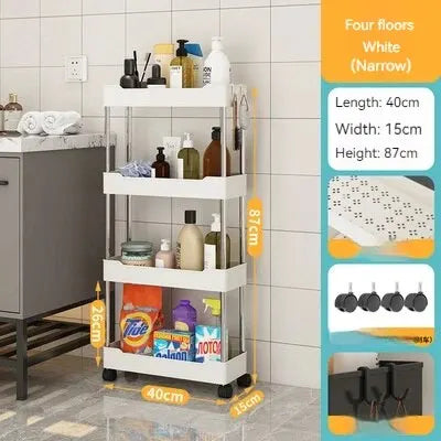 1pc 3/4 Tier Rolling Storage Cart High Capacity Storage Shelf Movable Gap Storage Rack Kitchen Bathroom And Livingroom Organizer